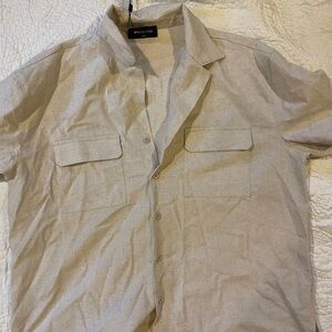 Cream Short Sleeve Tee with Lightweight Cotton Blend